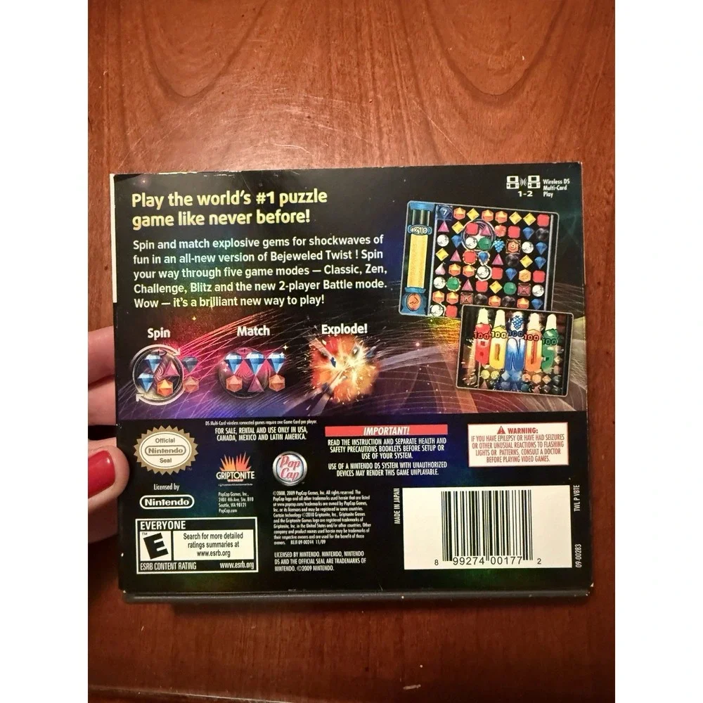 Bejeweled Twist Nintendo DS 2010 Complete With Slip Cover Pop Cap CIB